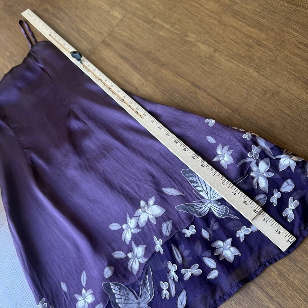 Vtg Y2K Purple Slip Dress Small Mini Sheer Butterfly Ethereal Moody Floral Fairy - Picture 11 of 12